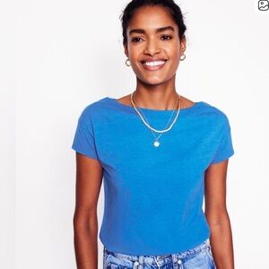 Boden Supersoft Boatneck T-Shirt in Beaucoup Blue